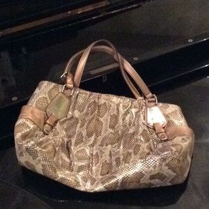 B.Makowsky Animal Print Embossed Metallic Handbag
